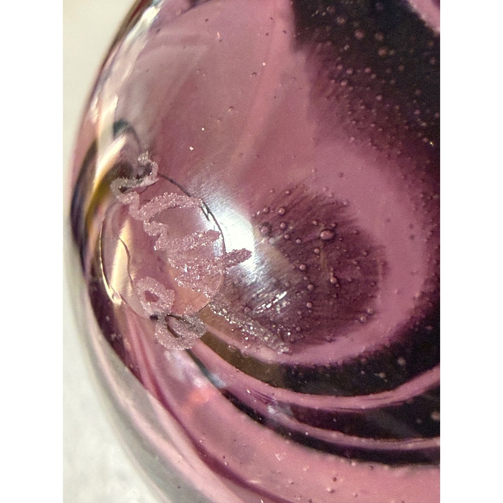 Signed Artist Handmade Art Glass Marble Pink Purple Black Swirl Dated 2003 1.73" - Picture 11 of 14
